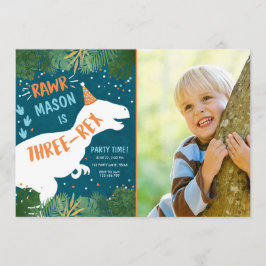 Invitation Dinosaure Trois Rex T-Rex RAWR 3e anniversaire