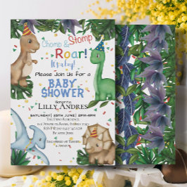 Invitation Dinosaures Baby shower | Stomp Chomp Roar!