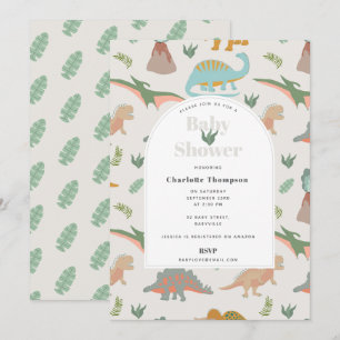 Invitation Dinosaures Boho Animaux Préhistoriques Baby Shower