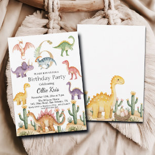 Invitation Dinosaures colorés 6e fête d'anniversaire
