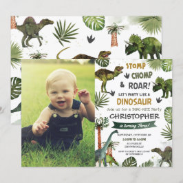 Invitation Dinosaures Cool de verdure T-Rex fête d'anniversai