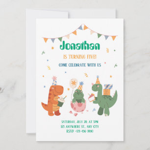 Invitation Dinosaures enfantins colorés