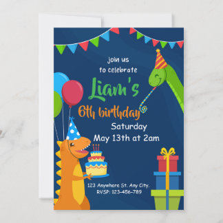 Invitation Dinosaures Enfants Personnalisé Anniversaire