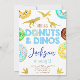 Invitation Dinosaures et Donuts Boy Birthday Party