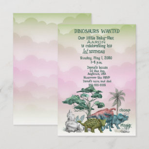 Invitation Dinosaures Recherché Baby's First Birthday Invitat