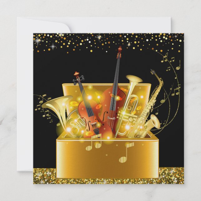 Invitation d'instruments de musique d'or de nuit m (Devant)