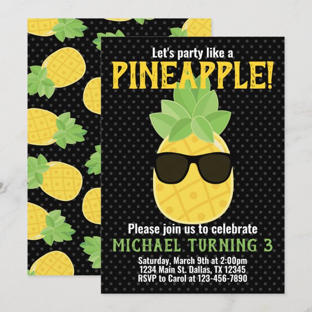 Invitation d'invitation à la fête d'anniversaire d (Devant / Derrière)