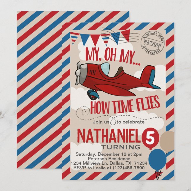 Invitation d'invitation à la fête d'anniversaire d (Devant / Derrière)