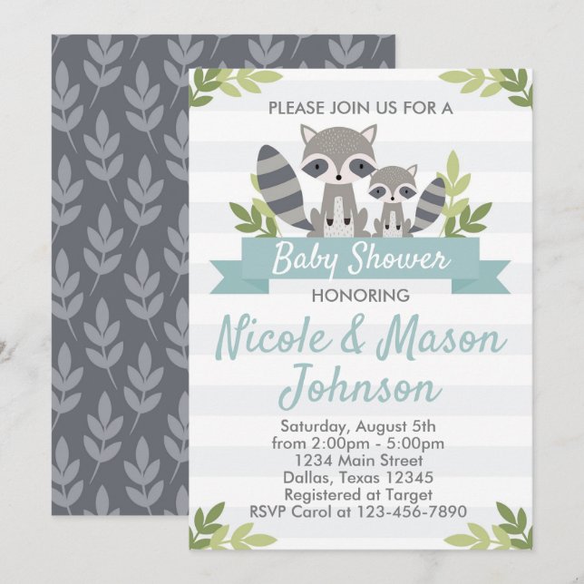 Invitation d'invitation au Baby shower de Woodland (Devant / Derrière)