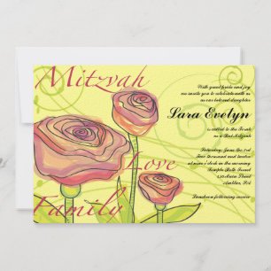 Invitation d'invitation Bat mitzvah Rose transpare