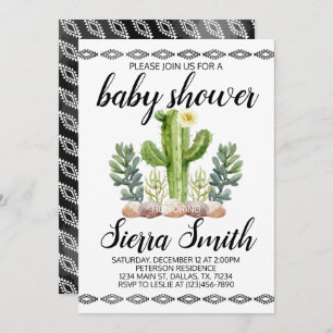 Invitation d'invitation de baby shower de cactus