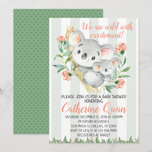 Invitation d'invitation de baby shower de koala