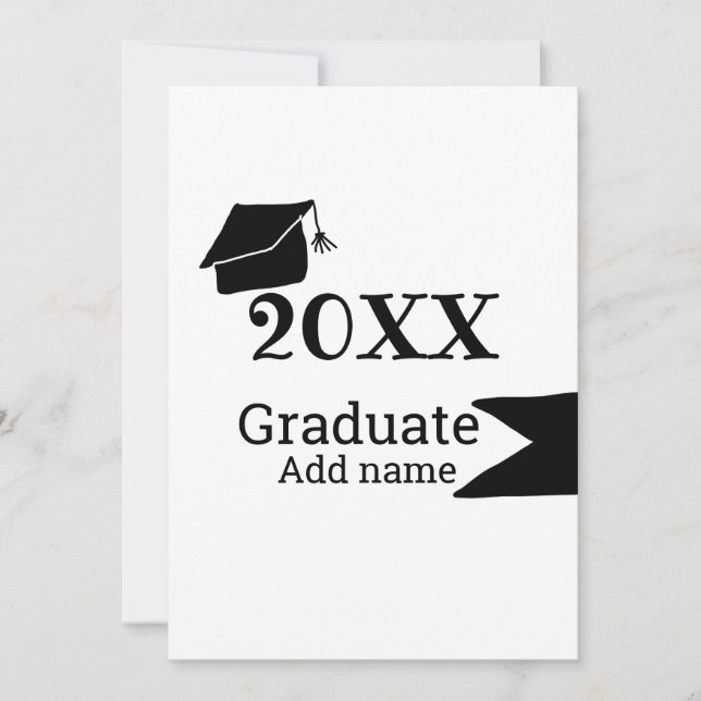 Invitation Diplômé 20XX graduation casquette simple minimalis (Devant)