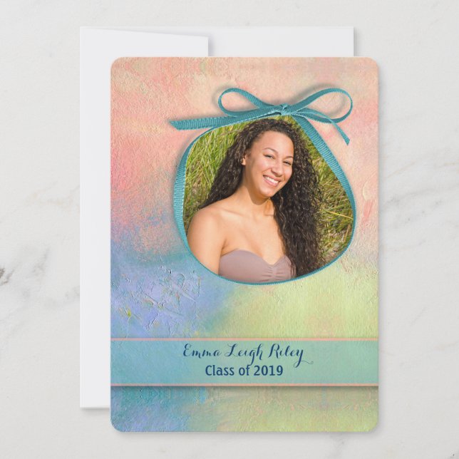 Invitation Diplômé à l'aquarelle abstrait (Devant)