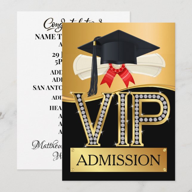 INVITATION DIPLÔME ADMISSION VIP (Devant / Derrière)