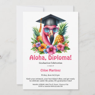 Invitation Diplôme Aloha Fête Tropicale de Remise de Diplômes