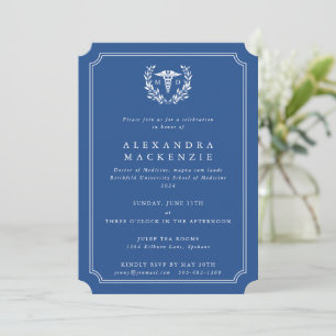 Invitation Diplôme Caducée Bleu/Blanc MD