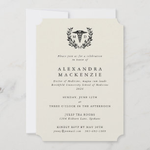Invitation Diplôme Caducée + Couronne de Laurier Cream MD