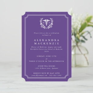 Invitation Diplôme Caducée MD Violet/Blanc