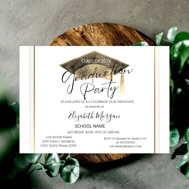 Invitation Diplôme Chic Frame Graduation Cap (Créateur téléchargé)