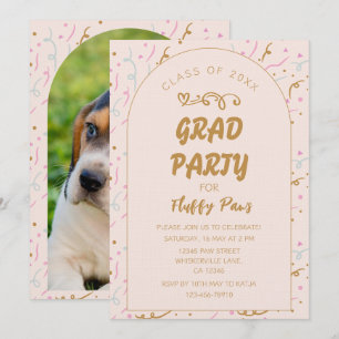 Invitation Diplômé Chiot Rose Pâle Or Moderne Photos