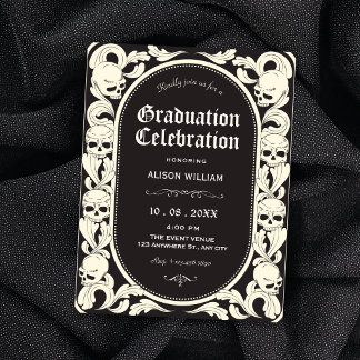 Invitation diplômé crâne gothique