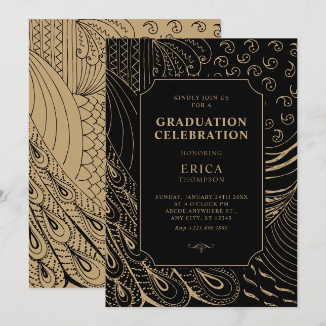Invitation Diplôme d'art ornemental vintage (Devant / Derrière)