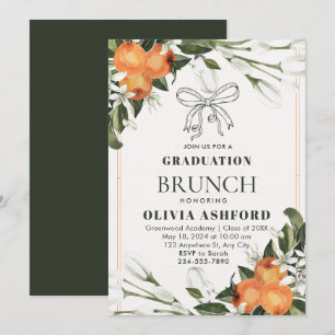 Invitation Diplôme de Brunch Élégant orange et vert