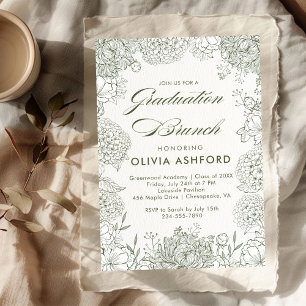 Invitation Diplôme de Brunch vintage Floral vert