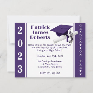 Invitation Diplôme de casquette, violet et blanc