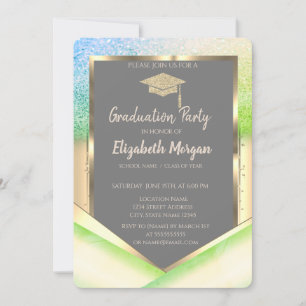 Invitation Diplôme de Diamants Paillettes Vertes Élégants