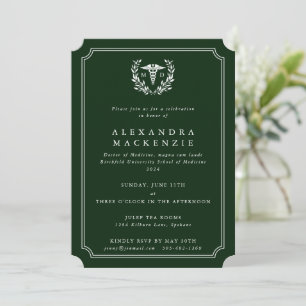 Invitation Diplôme de docteur en médecine vert foncé/blanc Ca
