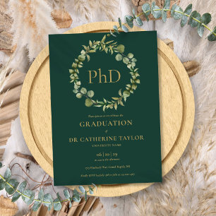 Invitation Diplôme de doctorat Couronne émeraude Fête de remi