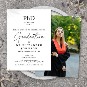 Invitation Diplôme de doctorat en écriture élégante Photo Fêt