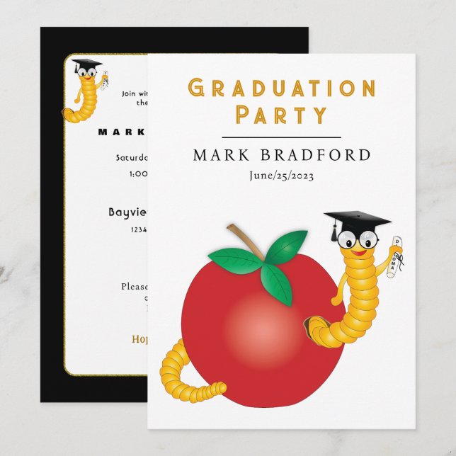 Invitation Diplôme de fin d'études avec diplôme de fin d'étud (Devant / Derrière)