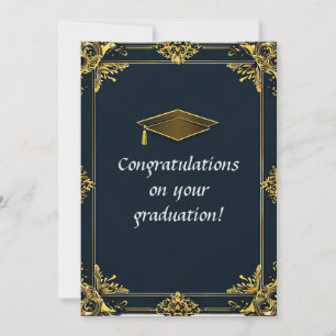 Invitation Diplôme de fin d'études élégant avec chapeau de di