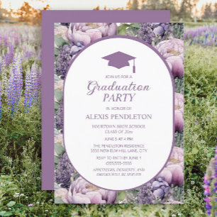 Invitation Diplôme de fin d'études supérieures Fleurie Violet