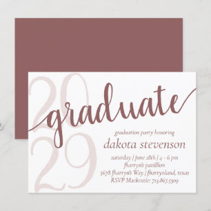 Invitation Diplômé de la méthode simple Flourissement Rose