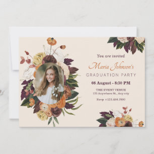 Invitation Diplôme de la photo en fleurs peintes