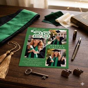 Invitation Diplômé de la promotion verte moderne 2026 3-Photo