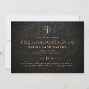 Invitation Diplôme de l'école de droit élégante en or noir ph