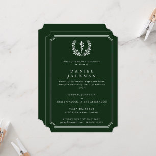 Invitation Diplôme de l'école de médecine Asclepius vert/blan