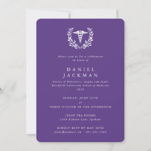 Invitation Diplôme de l'école de médecine Caducée Violet