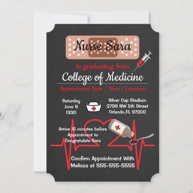 Invitation Diplômé de l'école Médicale de soins infirmiers te (Devant)