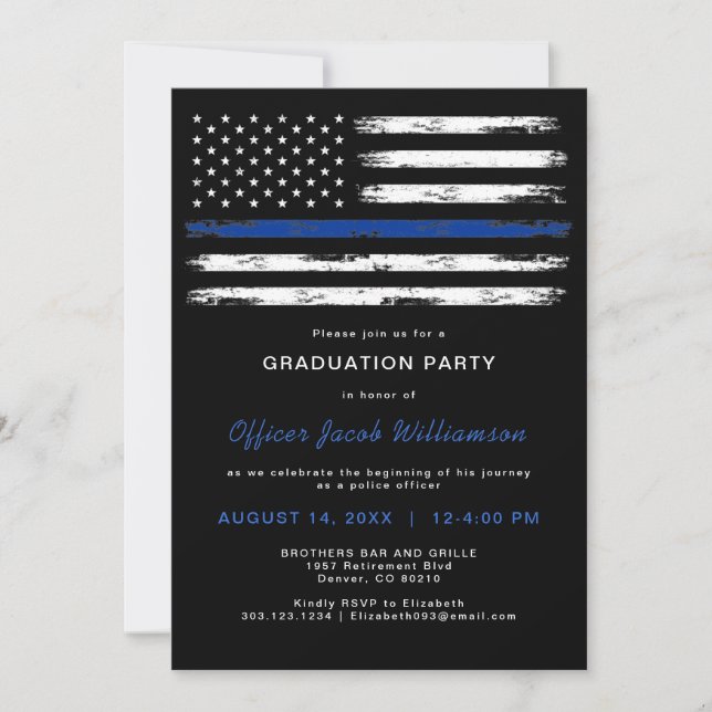 Invitation Diplôme de l'office de police de la ligne bleue mi (Devant)