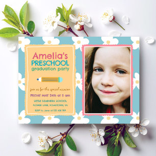 Invitation  Diplôme de maternelle Photo Fleurie