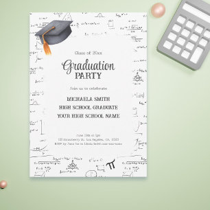 Invitation Diplôme de mathématiques au lycée noir et blanc