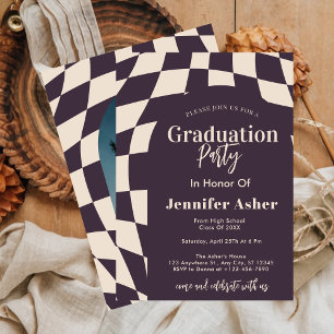 Invitation Diplôme de photo d'arch en carrelage violet rétro