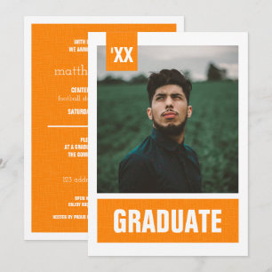 Invitation Diplôme de photo texturée moderne orange