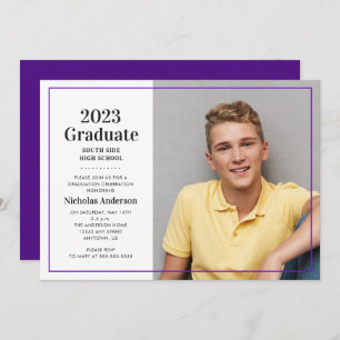 Invitation Diplôme de photo violet classique 2023